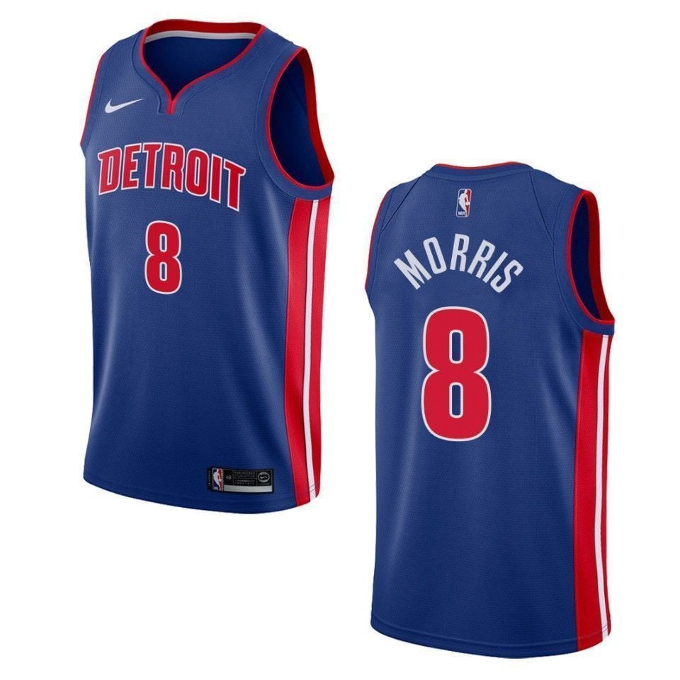 Men's Detroit Pistons 8 Markieff Morris Icon Swingman Jersey - Blue - JS981 