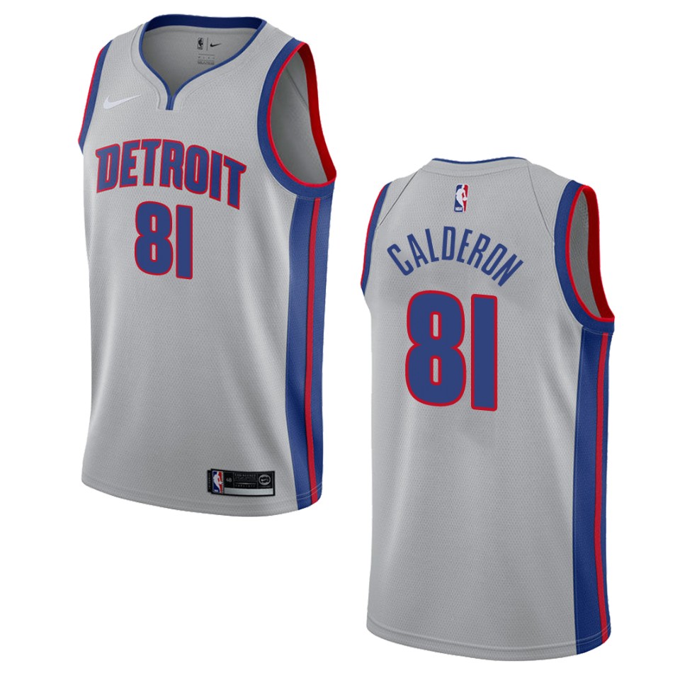 Men's Detroit Pistons #81 Jose Calderon Statement Swingman Jersey - Gray