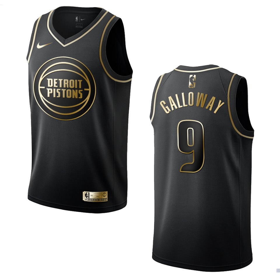 Men’s Detroit Pistons #9 Langston Galloway Golden Edition Jersey – Black