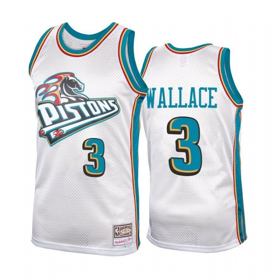 Men's Detroit Pistons Ben Wallace 3 Platinum Hardwood Classics Jersey - JS837 