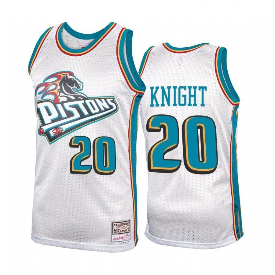 Men's Detroit Pistons Brandon Knight 20 Platinum Hardwood Classics Jersey - JS714 