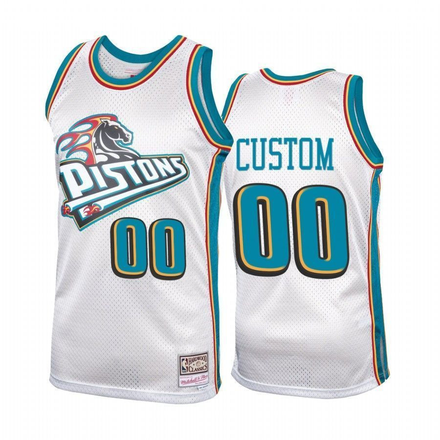 Men's Detroit Pistons Custom 00 Platinum Hardwood Classics Jersey - JS745 