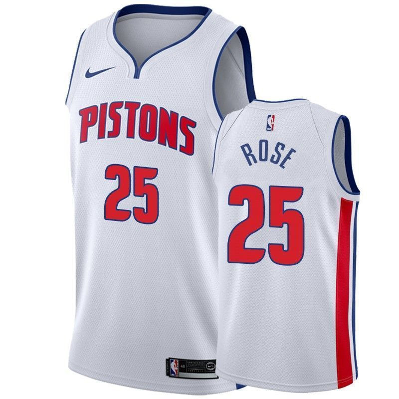Men's Detroit Pistons Derrick Rose 25 Association Jersey - JS399 