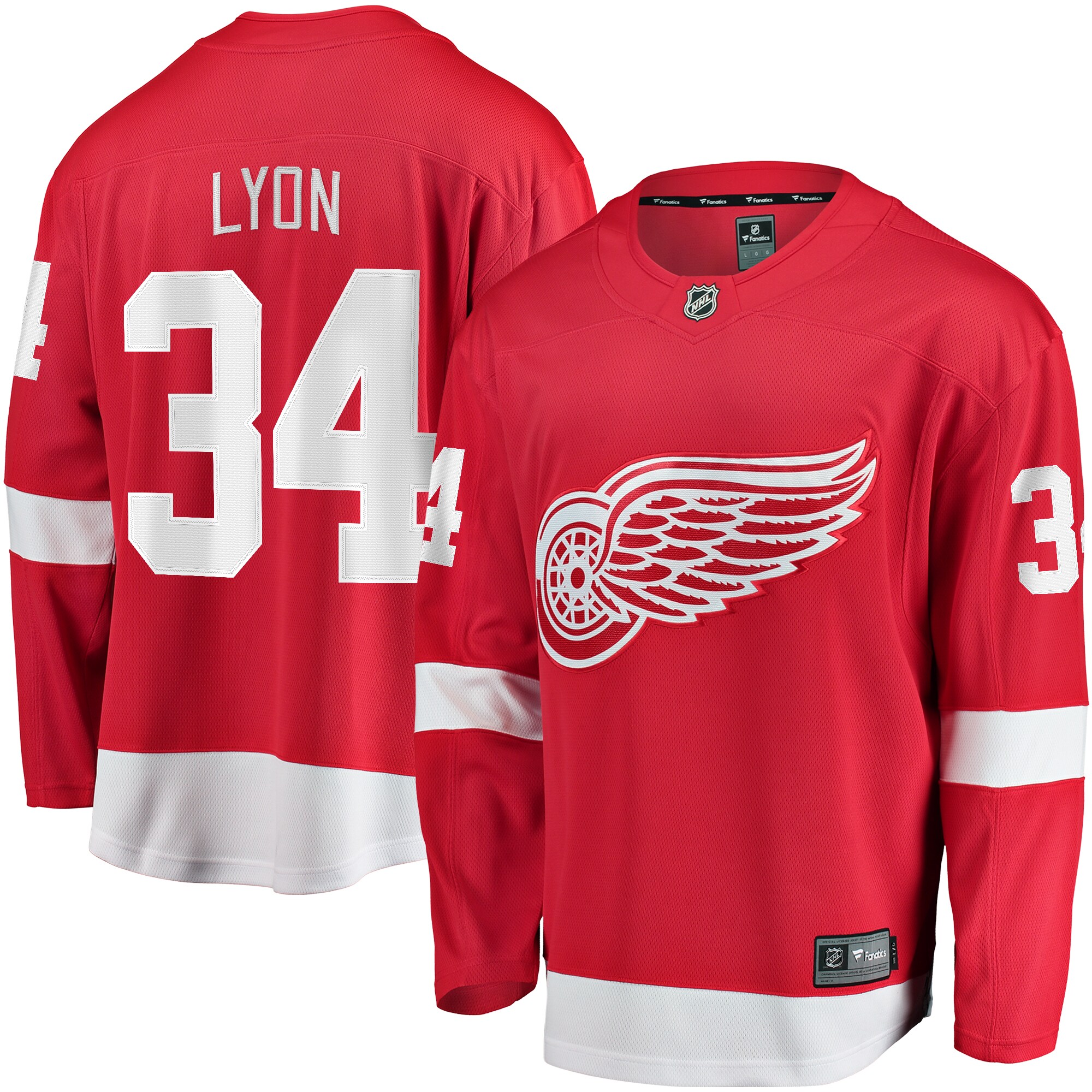Men's Detroit Red Wings Alex Lyon Red Home Breakaway Jersey - JS133 