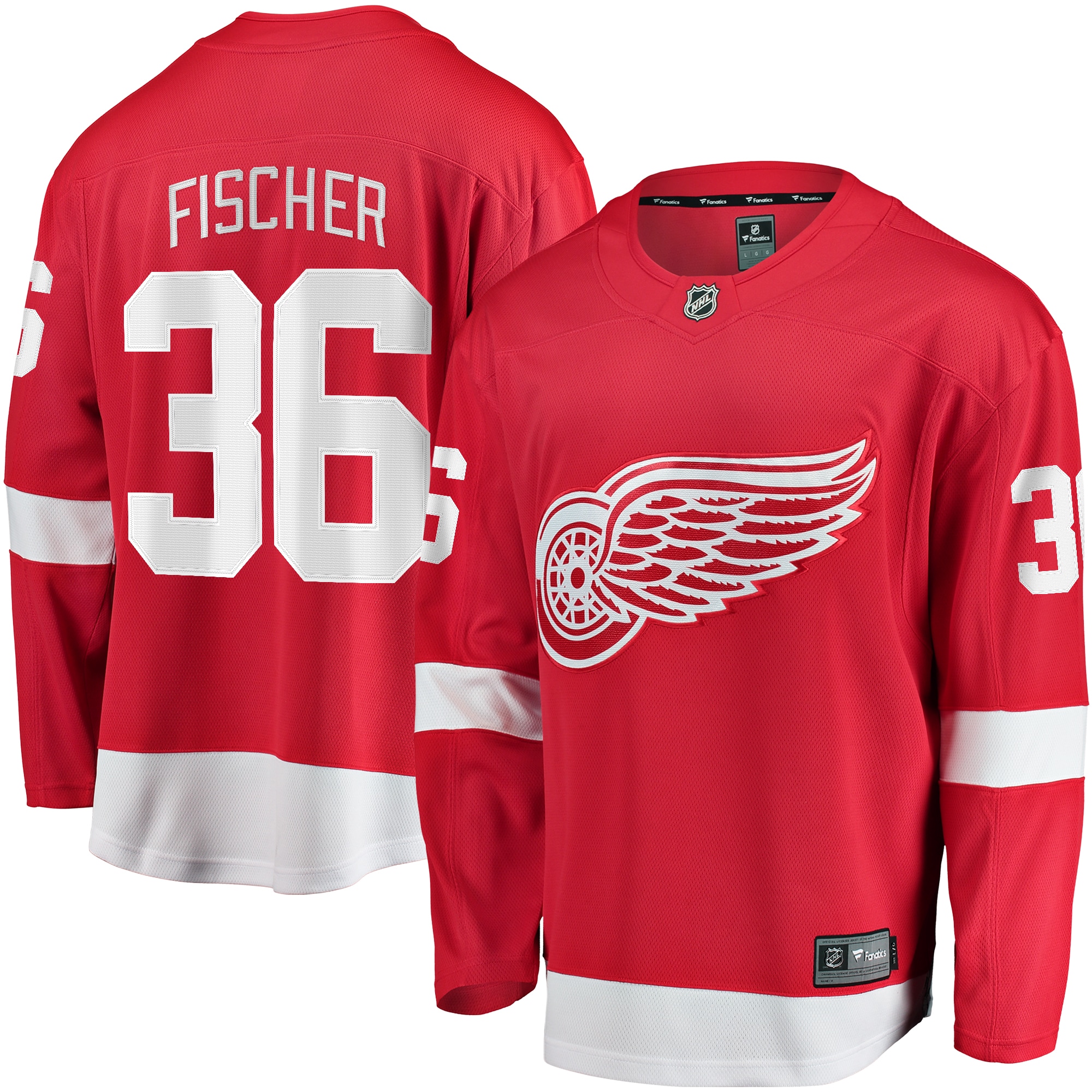 Men's Detroit Red Wings Christian Fischer Red Home Breakaway Jersey - JS752 