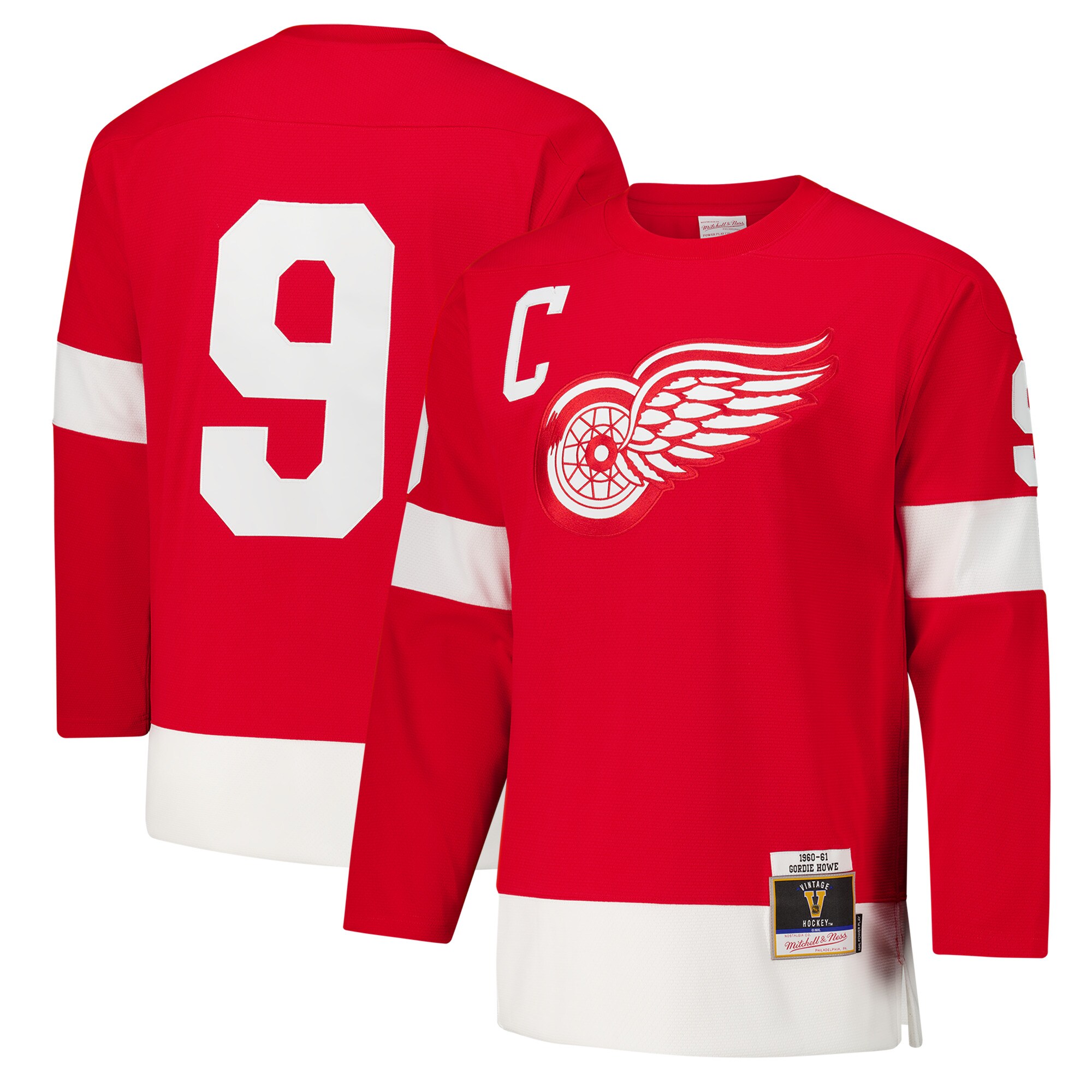 Men's Detroit Red Wings Gordie Howe Red 1960-61 Power Play Jersey - JS207 