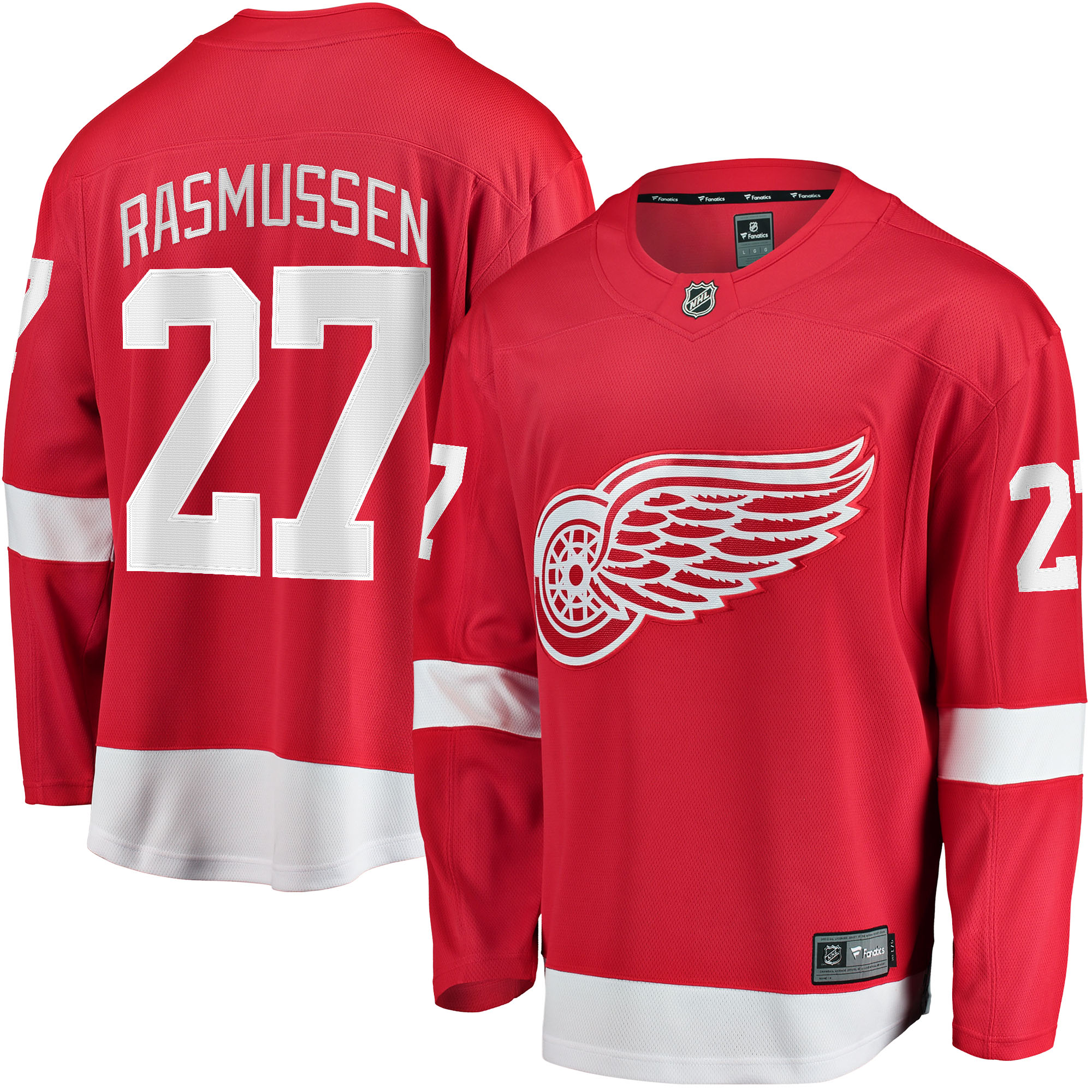 Men's Detroit Red Wings Michael Rasmussen Red Home Breakaway Player Jersey - JS906 