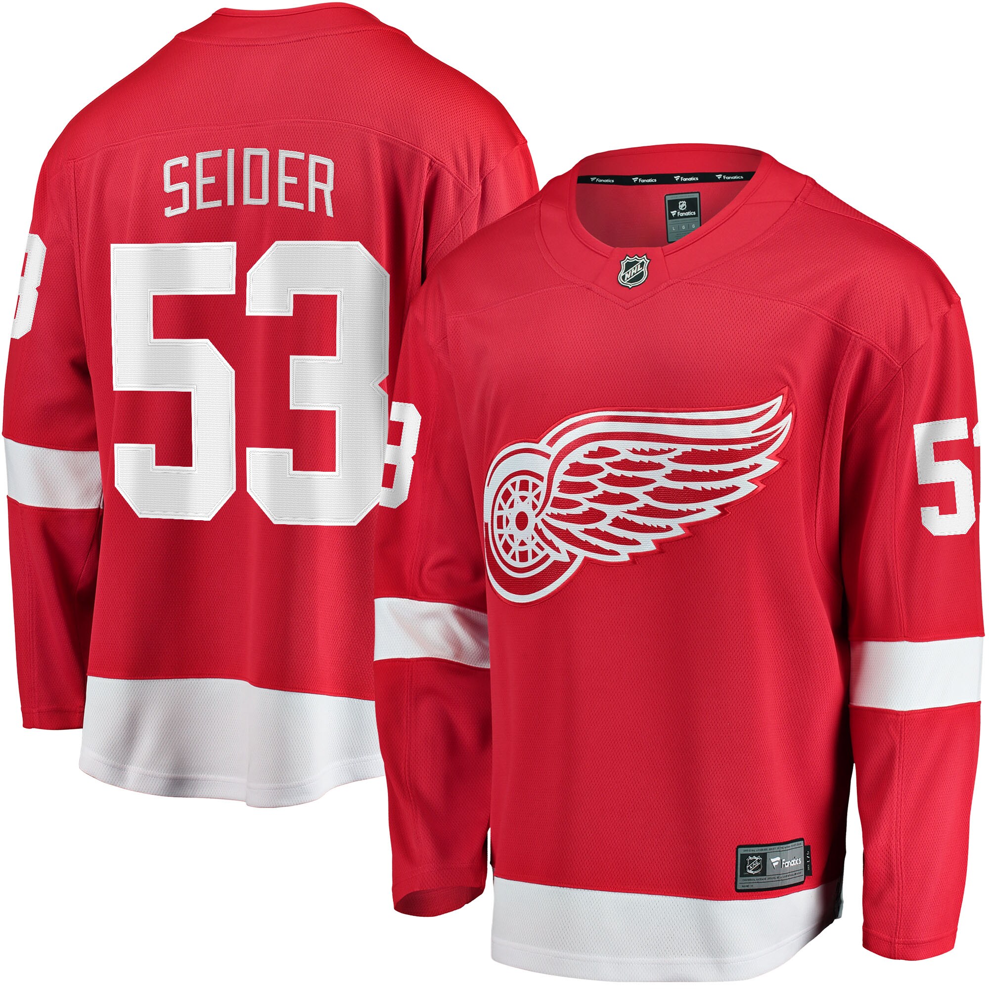 Men's Detroit Red Wings Moritz Seider Red Home Breakaway Player Jersey - JS224 