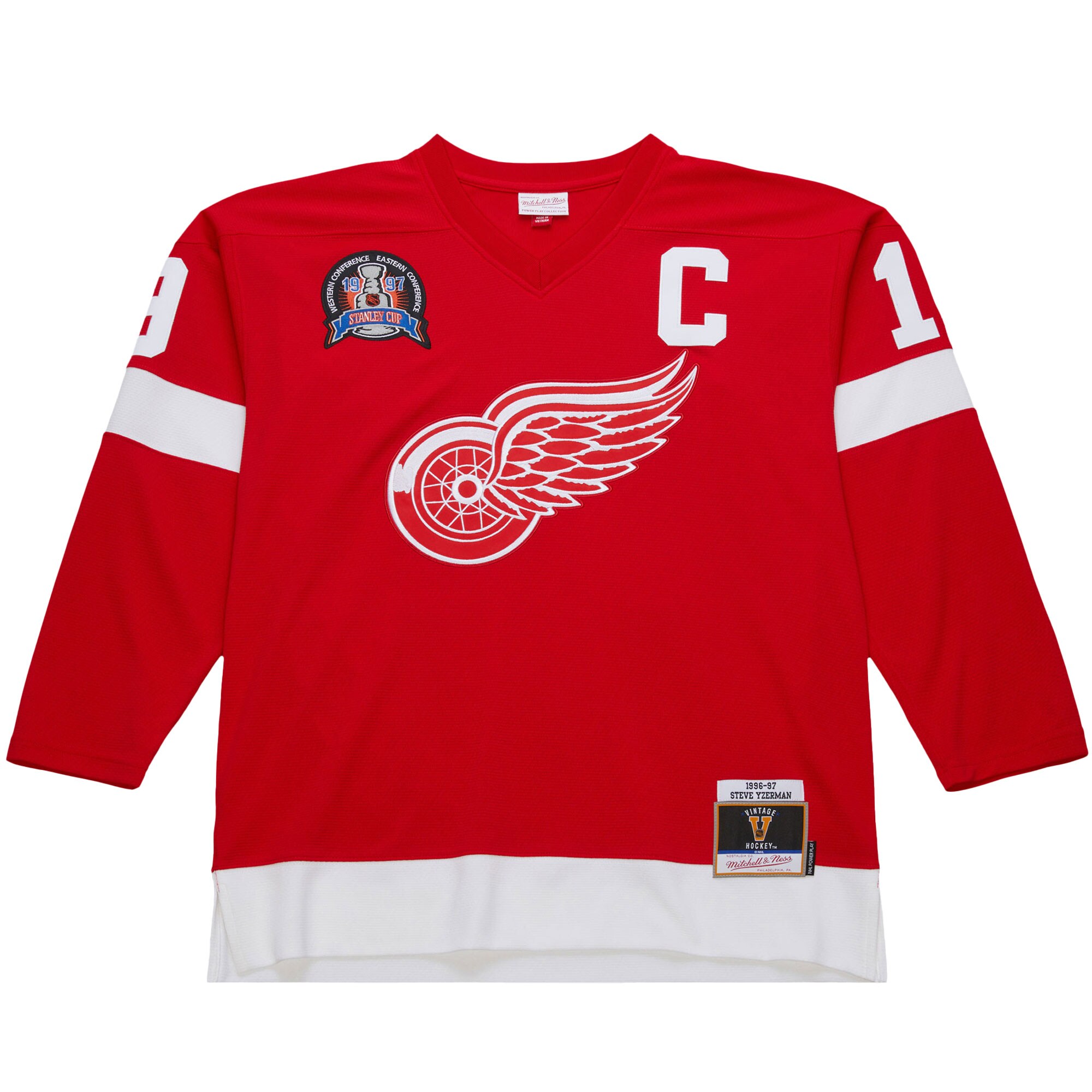 Alternative view of Men's Detroit Red Wings Steve Yzerman Scarlet 1996-97 Power Play Jersey - JS532 