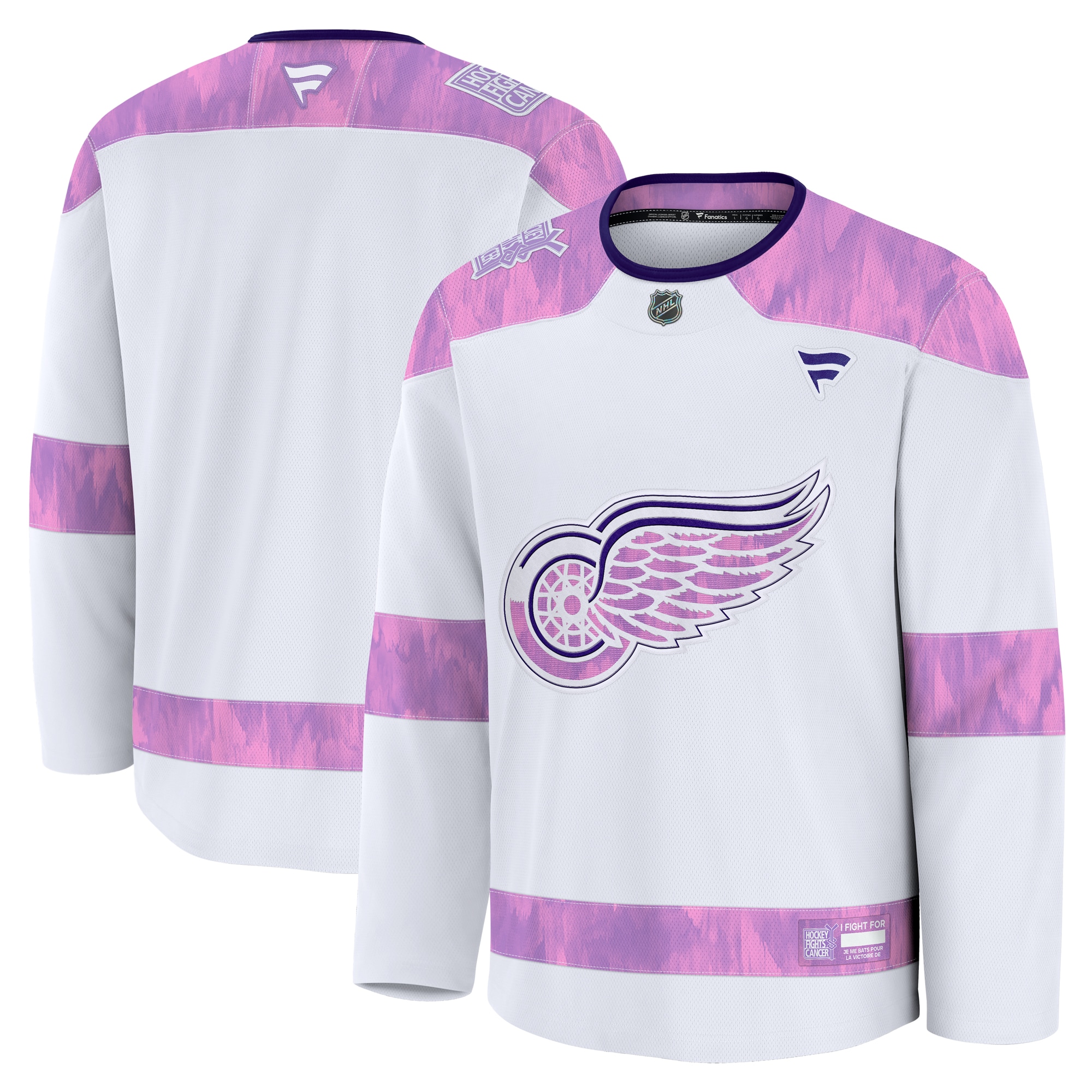 Men's Detroit Red Wings White 2024 Hockey Fights Cancer Practice Jersey - JS282 
