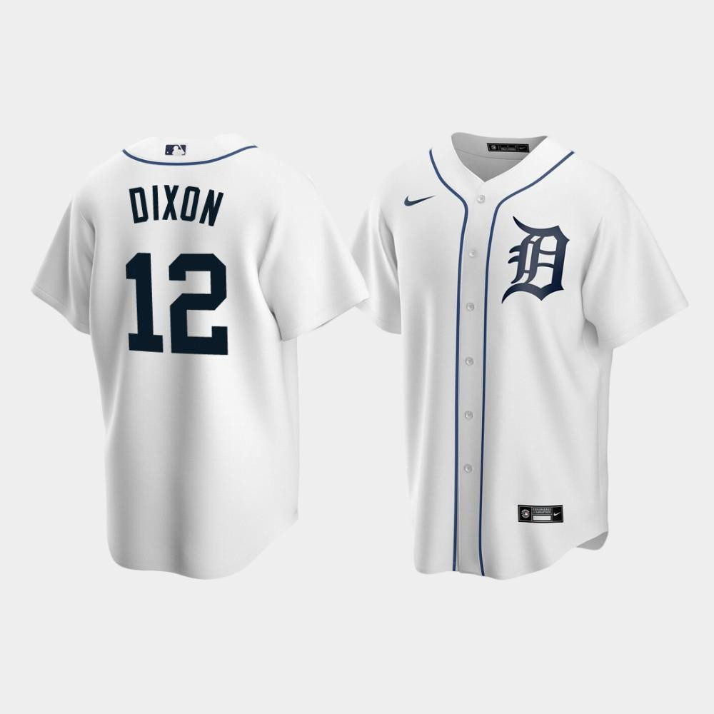 Men's Detroit Tigers 12 Brandon Dixon White Home Jersey Jersey