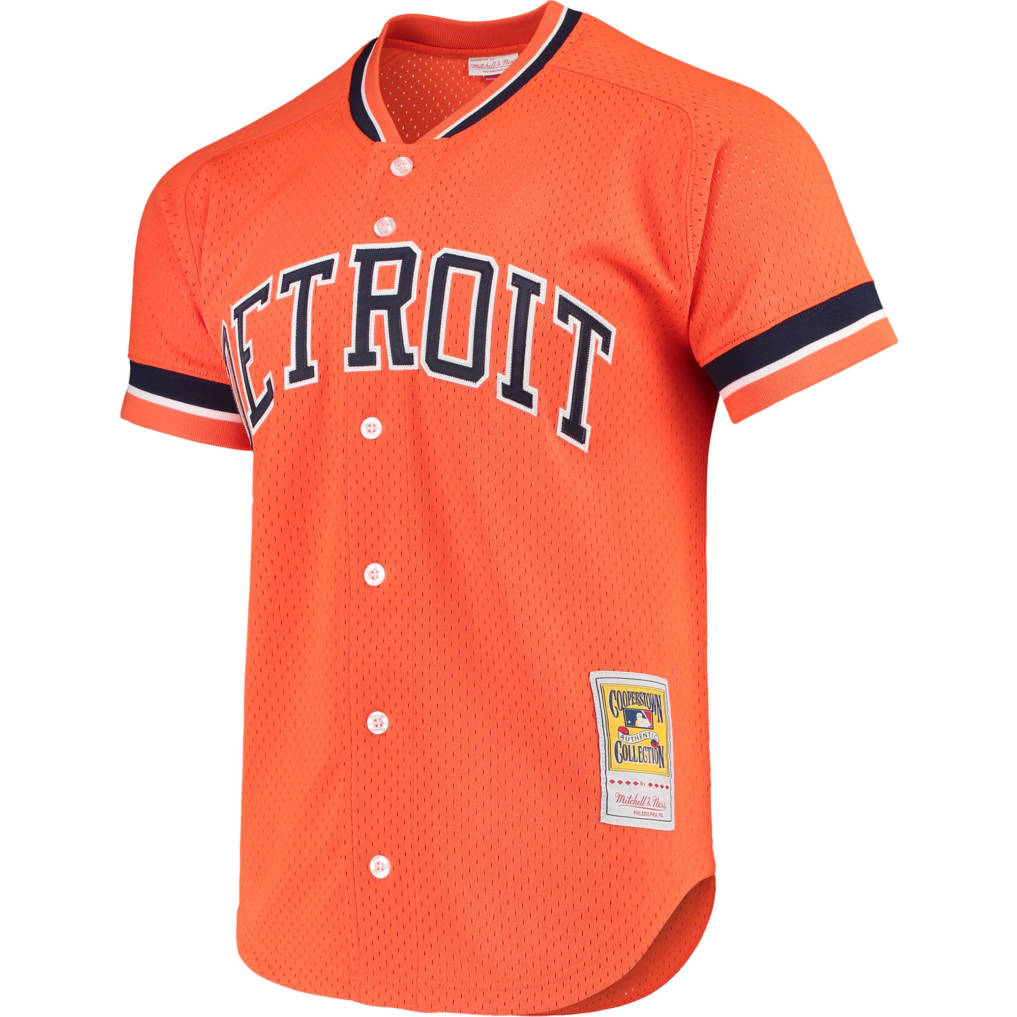Alternative view of Men's Detroit Tigers Kirk Gibson Mitchell & Ness Orange Cooperstown Collection Mesh Batting Practice Button-Up Jersey