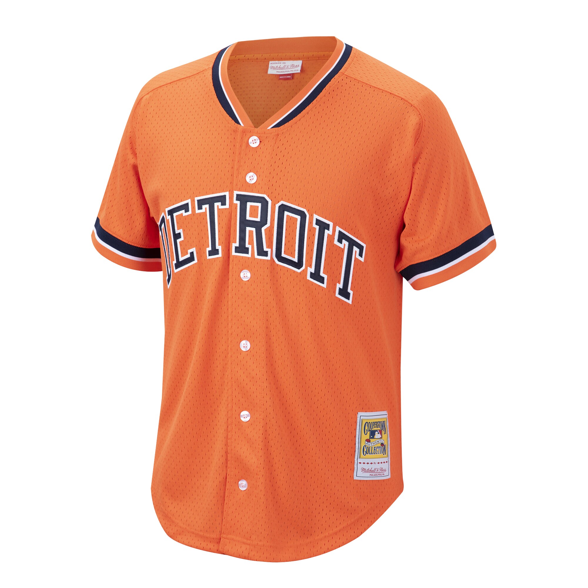 Alternative view of Men's Detroit Tigers Kirk Gibson Mitchell & Ness Orange Cooperstown Collection Mesh Batting Practice Button-Up Jersey