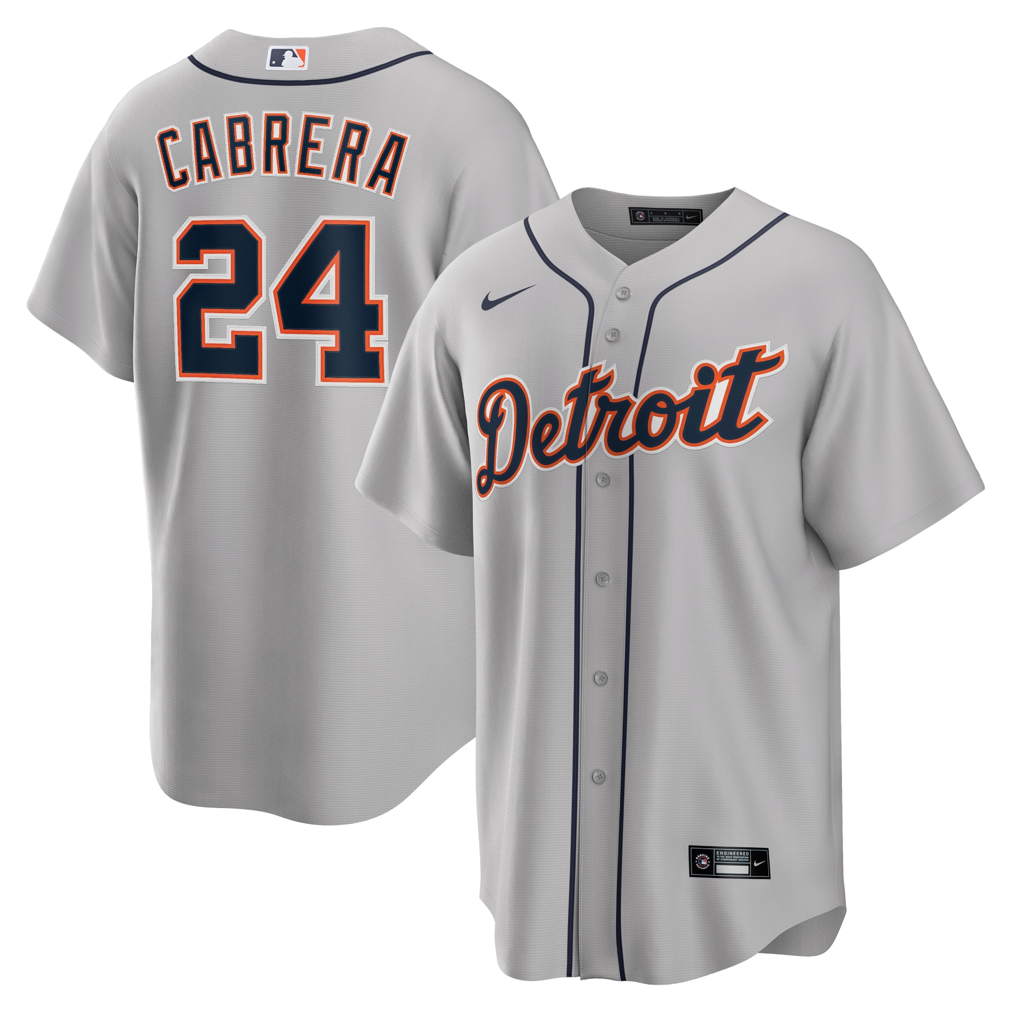Men's Detroit Tigers Miguel Cabrera Gray Road Player Name Jersey