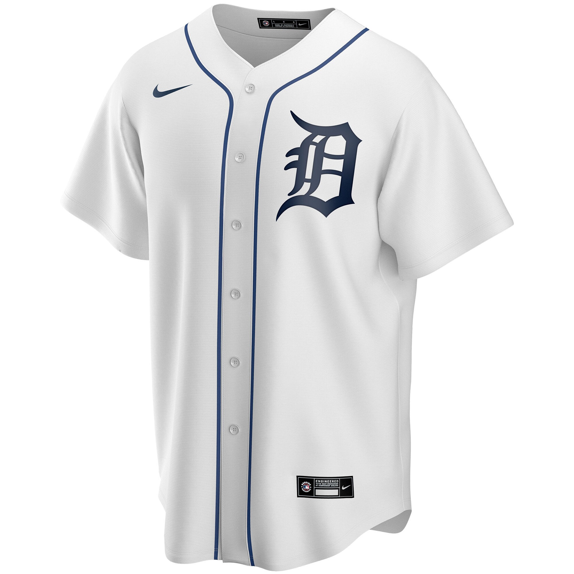 Alternative view of Men's Detroit Tigers White Home Custom Jersey