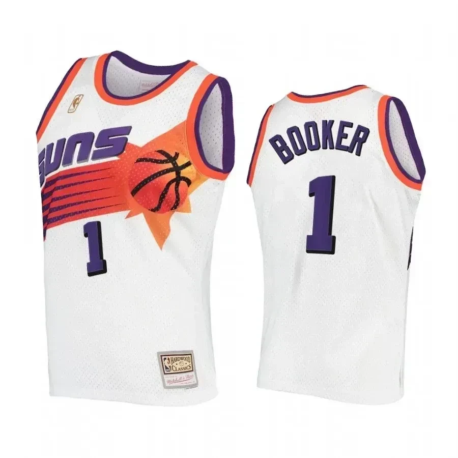 Men's Devin Booker 1 Phoenix Suns Hardwood Classics Jersey White - JS483 
