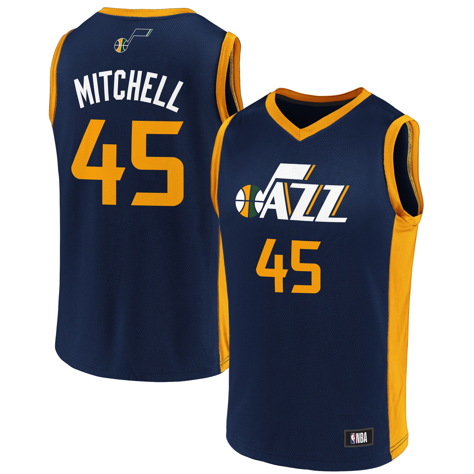 Alternative view of Men's Donovan Mitchell Navy/gold Utah Jazz Replica Jersey