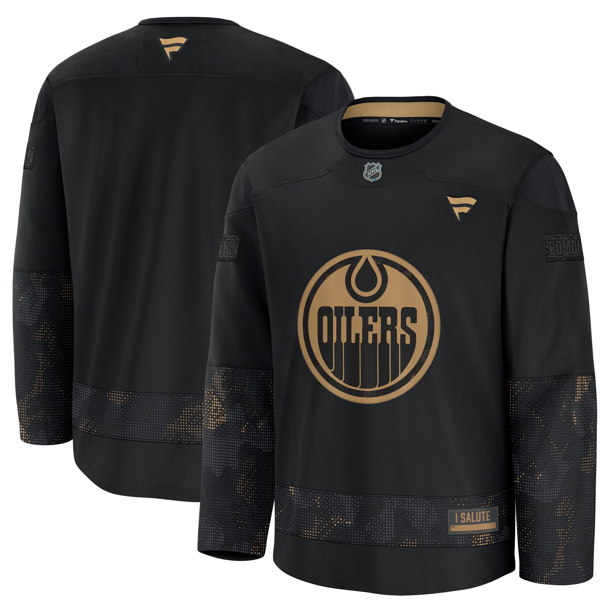Men's Edmonton Oilers Black 2024 Military Appreciation Practice Jersey - JS302 
