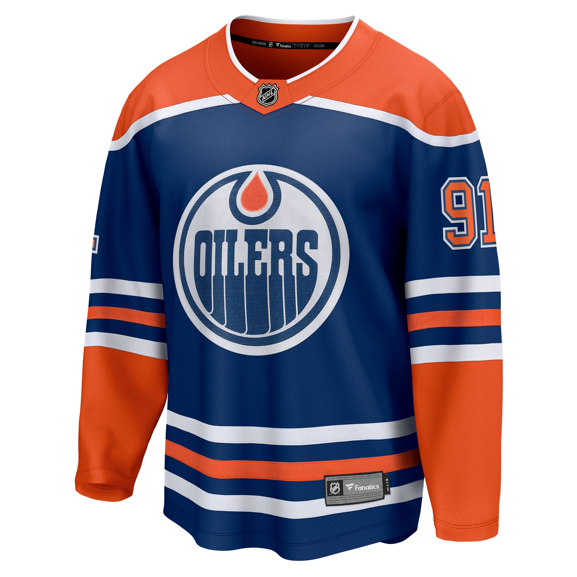 Alternative view of Men's Edmonton Oilers Evander Kane Royal Home Breakaway Player Jersey - JS166 
