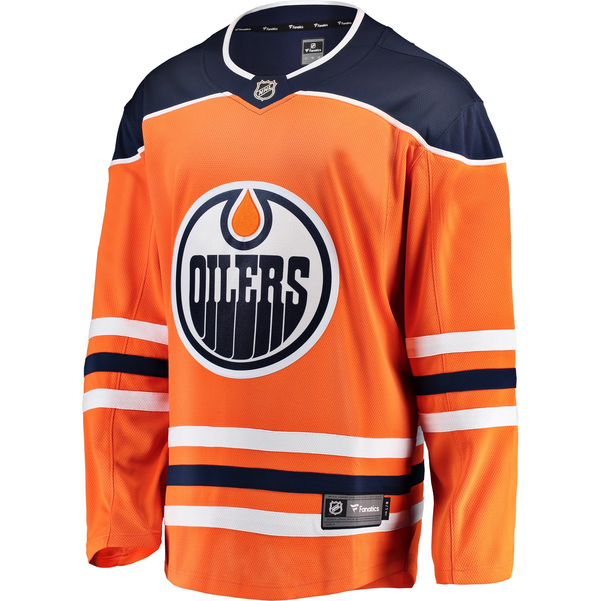 Alternative view of Men's Edmonton Oilers Orange Breakaway Home Jersey - JS596 