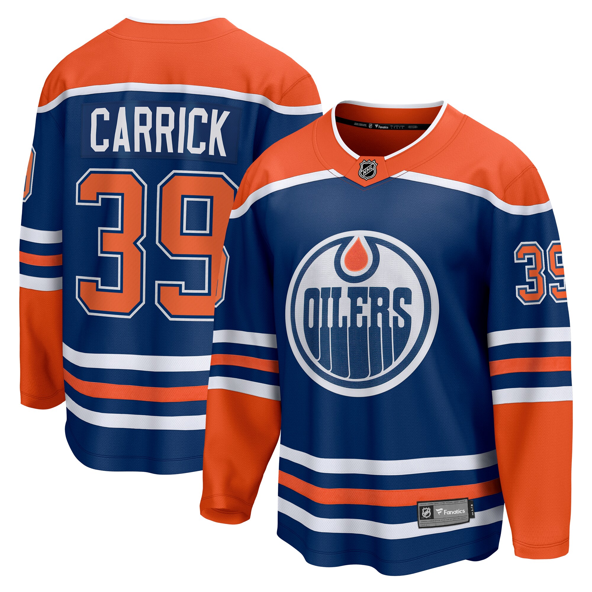 Men's Edmonton Oilers Sam Carrick Royal Home Premier Breakaway Player Jersey - JS727 