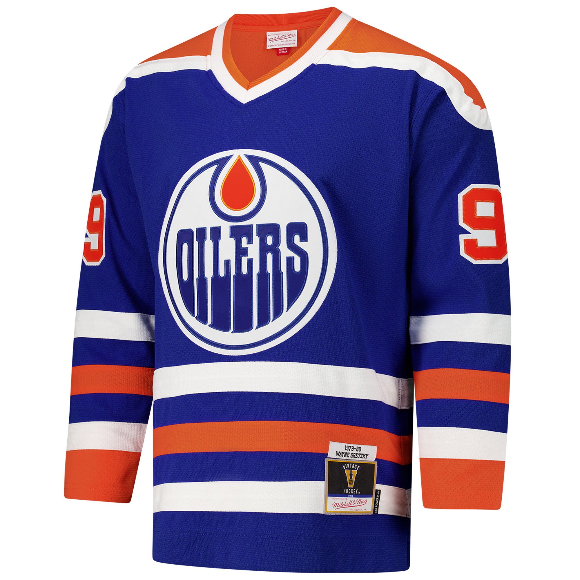Alternative view of Men's Edmonton Oilers Wayne Gretzky Royal 1979-80 Power Play Jersey - JS673 