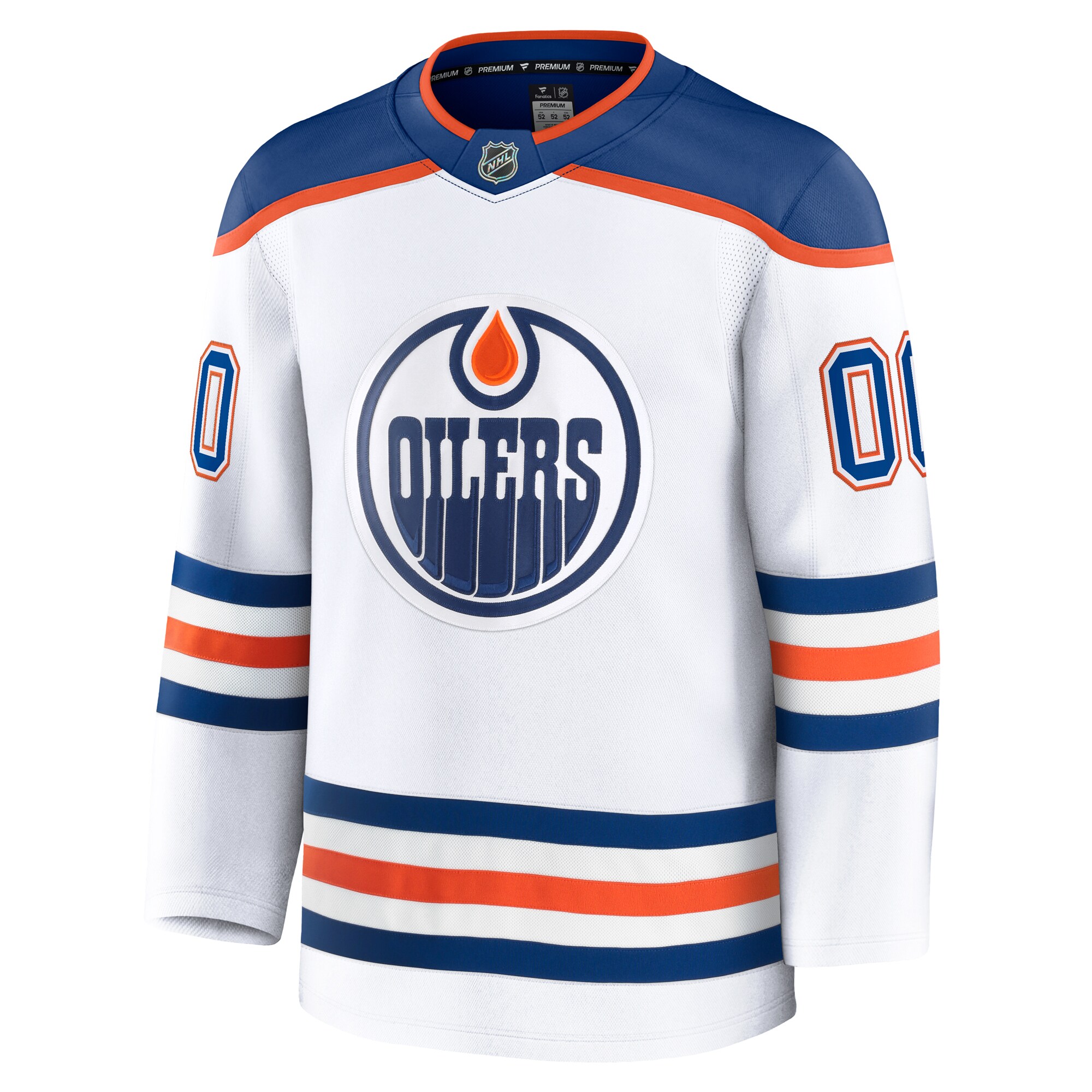 Alternative view of Men's Edmonton Oilers White Away Premium Custom Jersey - JS393 