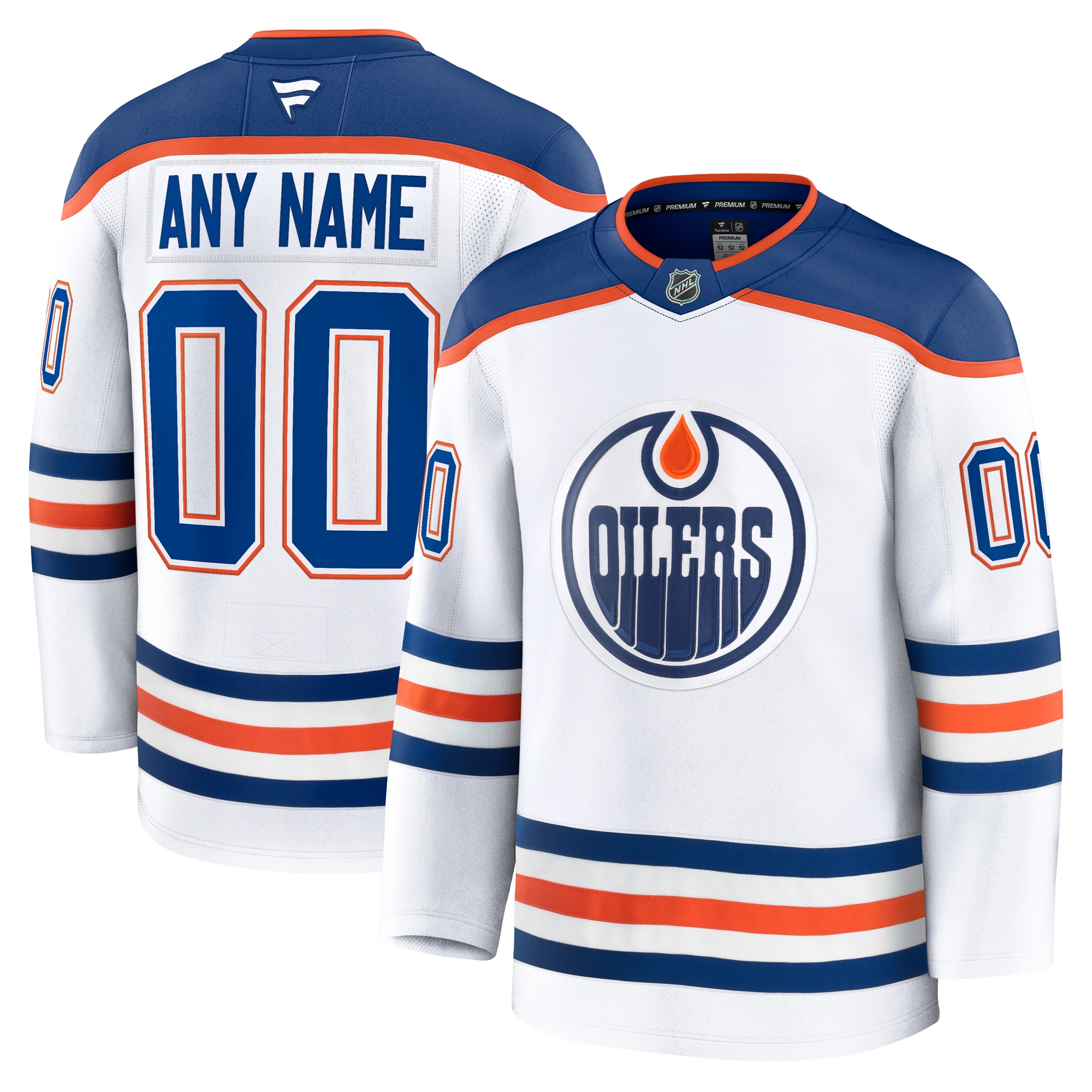 Men's Edmonton Oilers White Away Premium Custom Jersey - JS530 