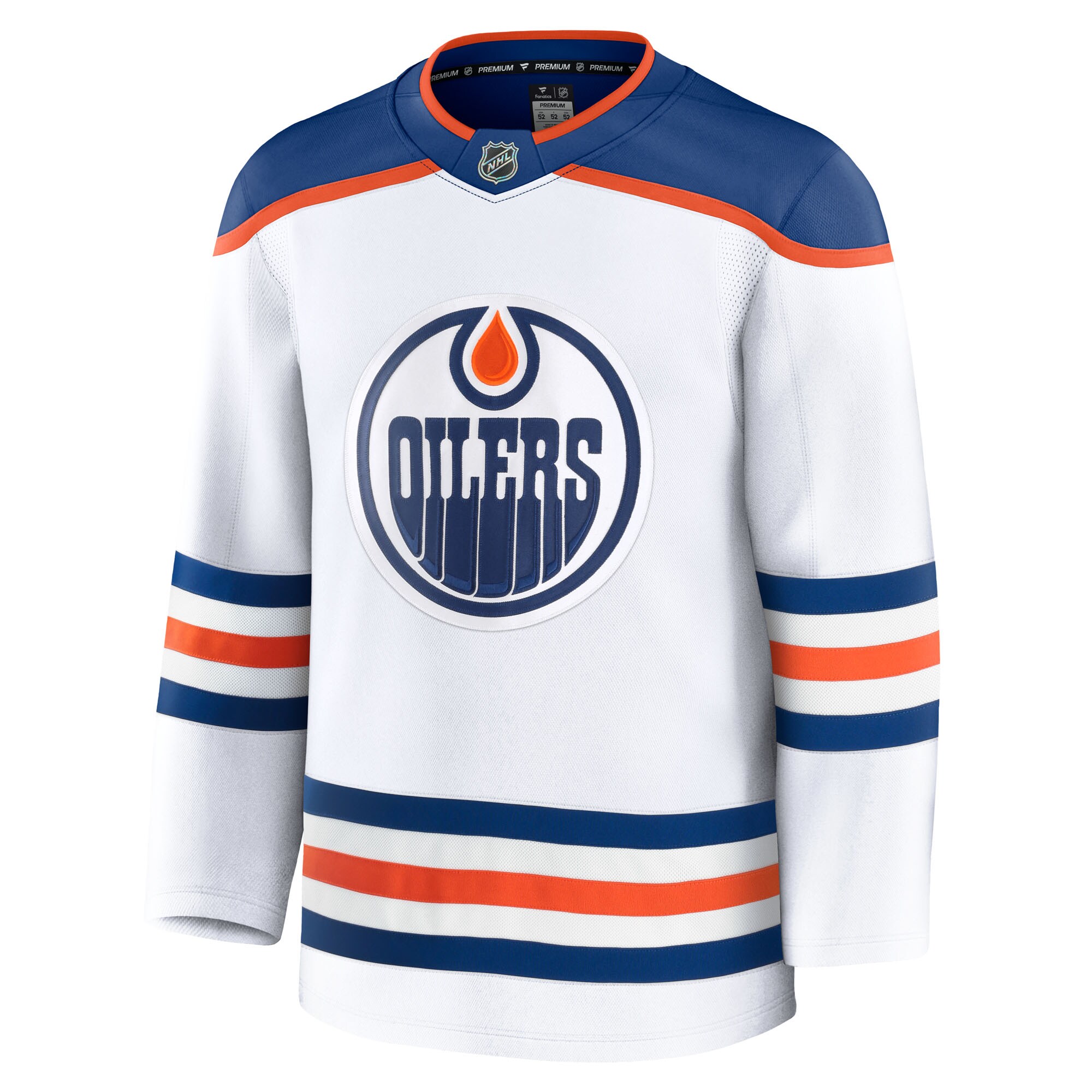 Alternative view of Men's Edmonton Oilers White Away Premium Jersey - JS806 
