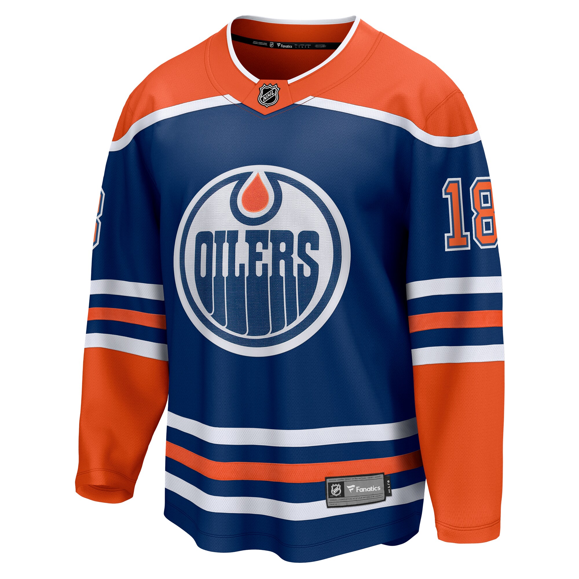 Alternative view of Men's Edmonton Oilers Zach Hyman Royal Home Breakaway Player Jersey - JS188 