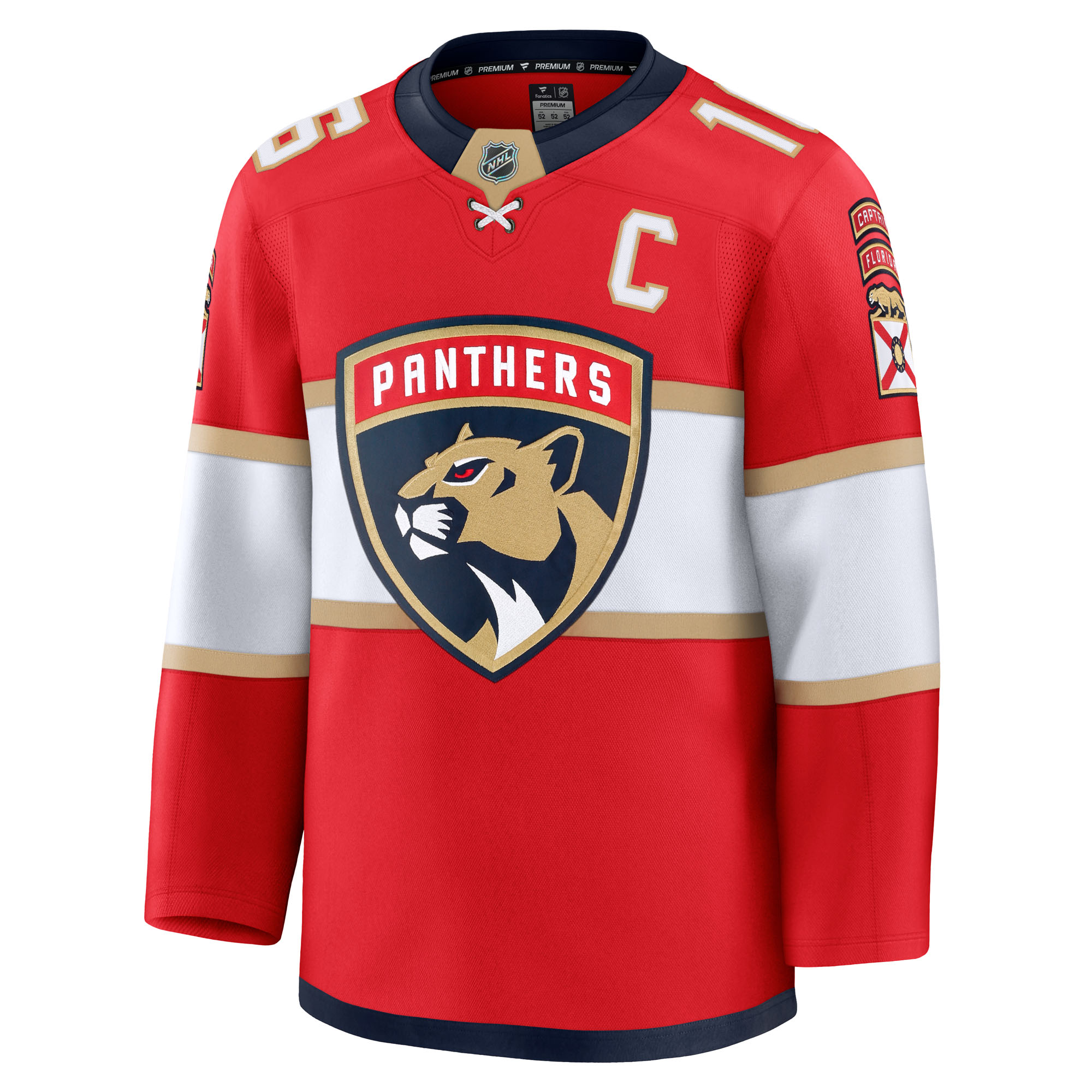 Alternative view of Men's Florida Panthers Aleksander Barkov Red Home Premium Jersey - JS893 
