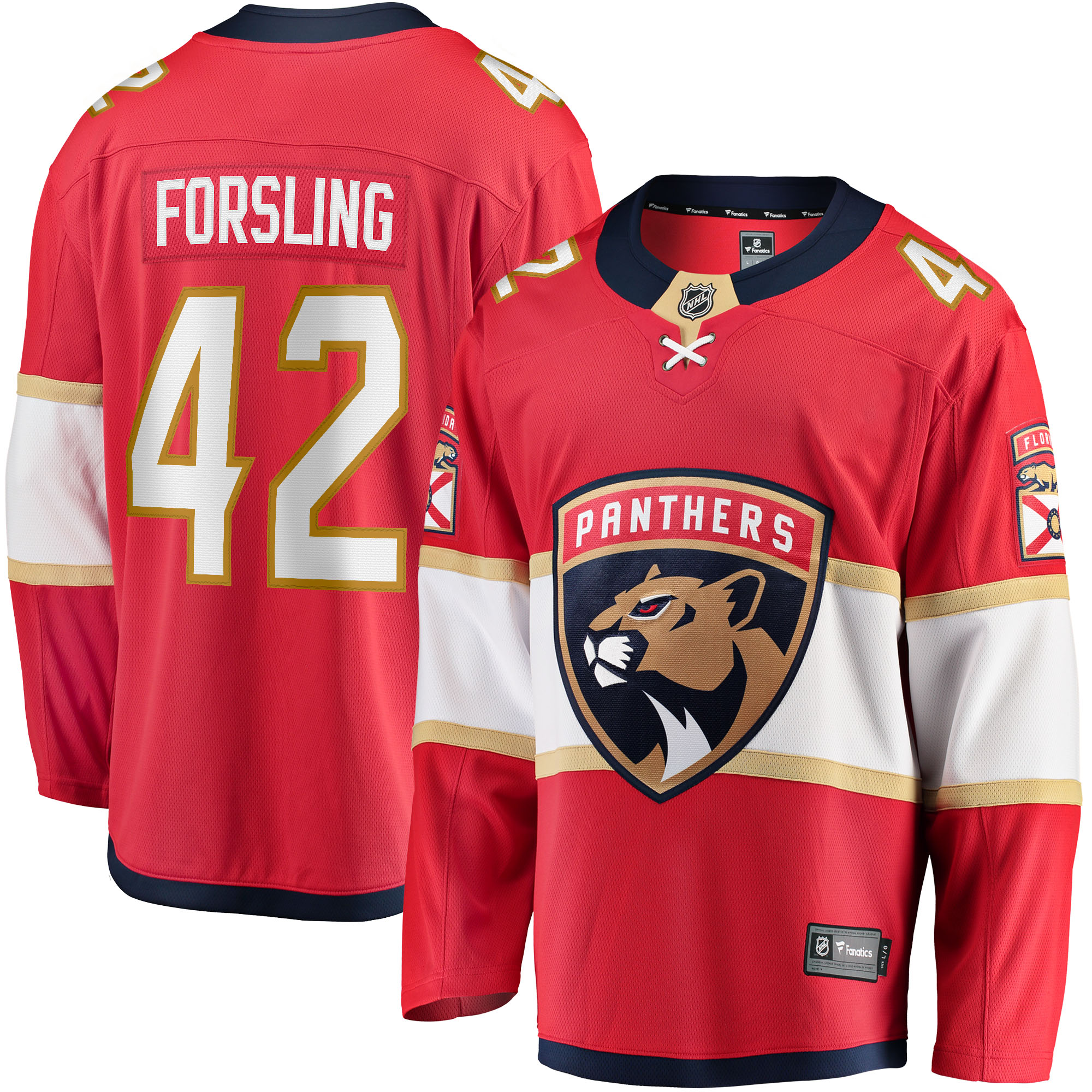 Men's Florida Panthers Gustav Forsling Red Home Breakaway Player Jersey - JS795 