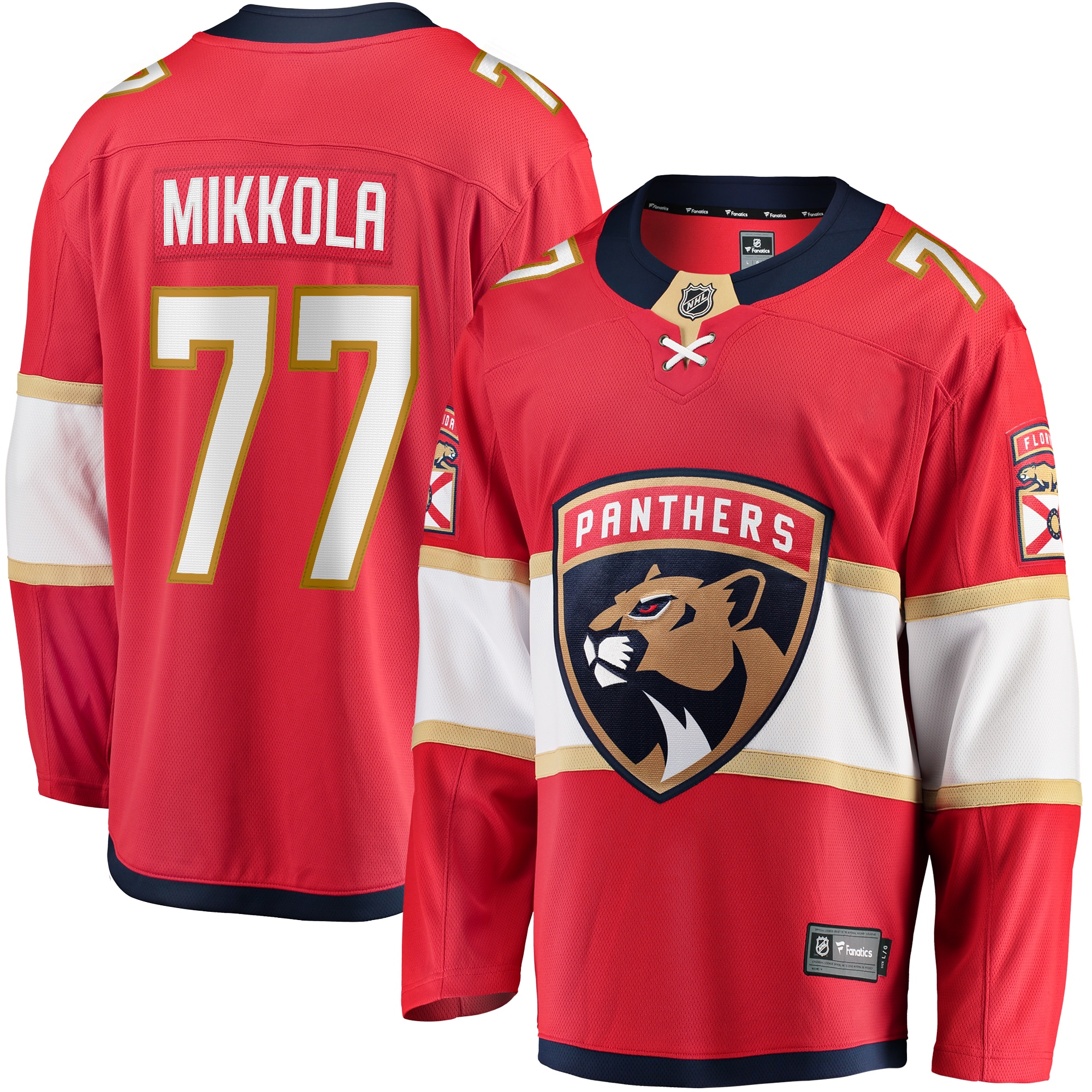 Men's Florida Panthers Niko Mikkola Red Premier Breakaway Player Jersey - JS284 
