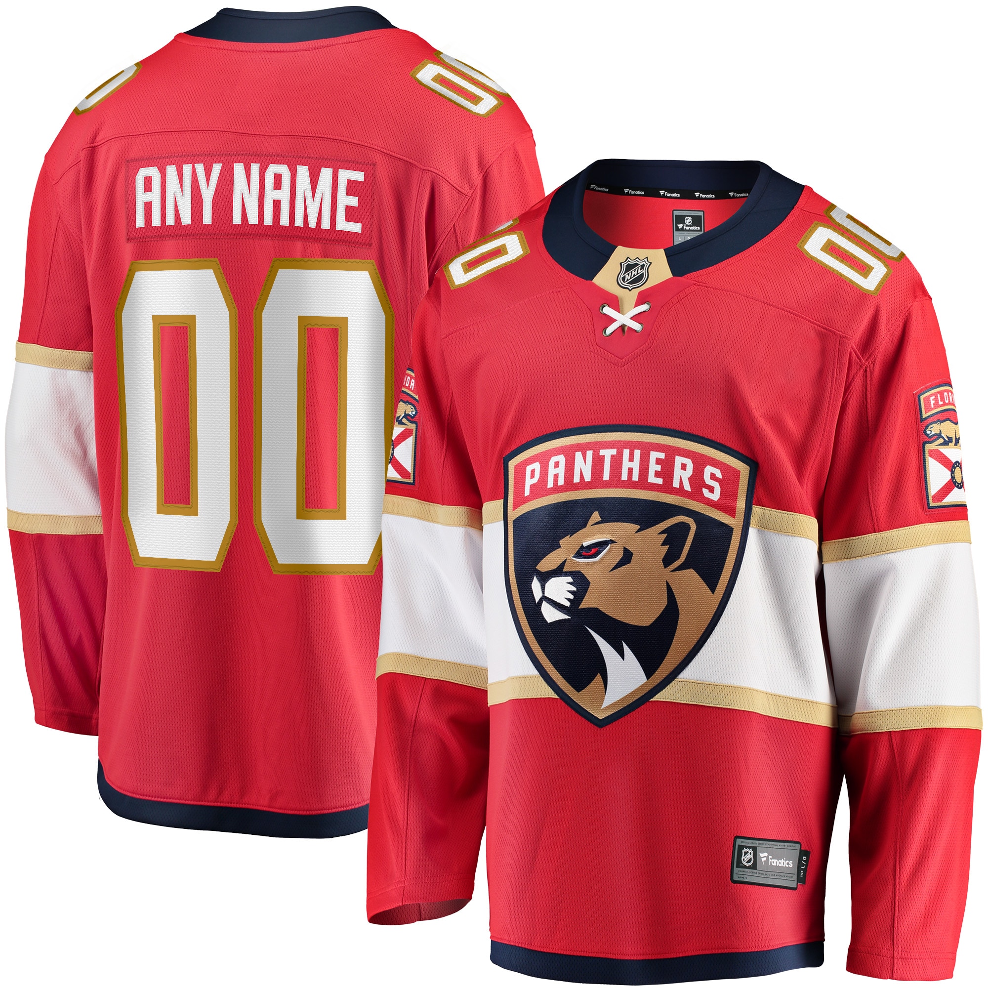 Men's Florida Panthers Red Home Breakaway Custom Jersey - JS939 