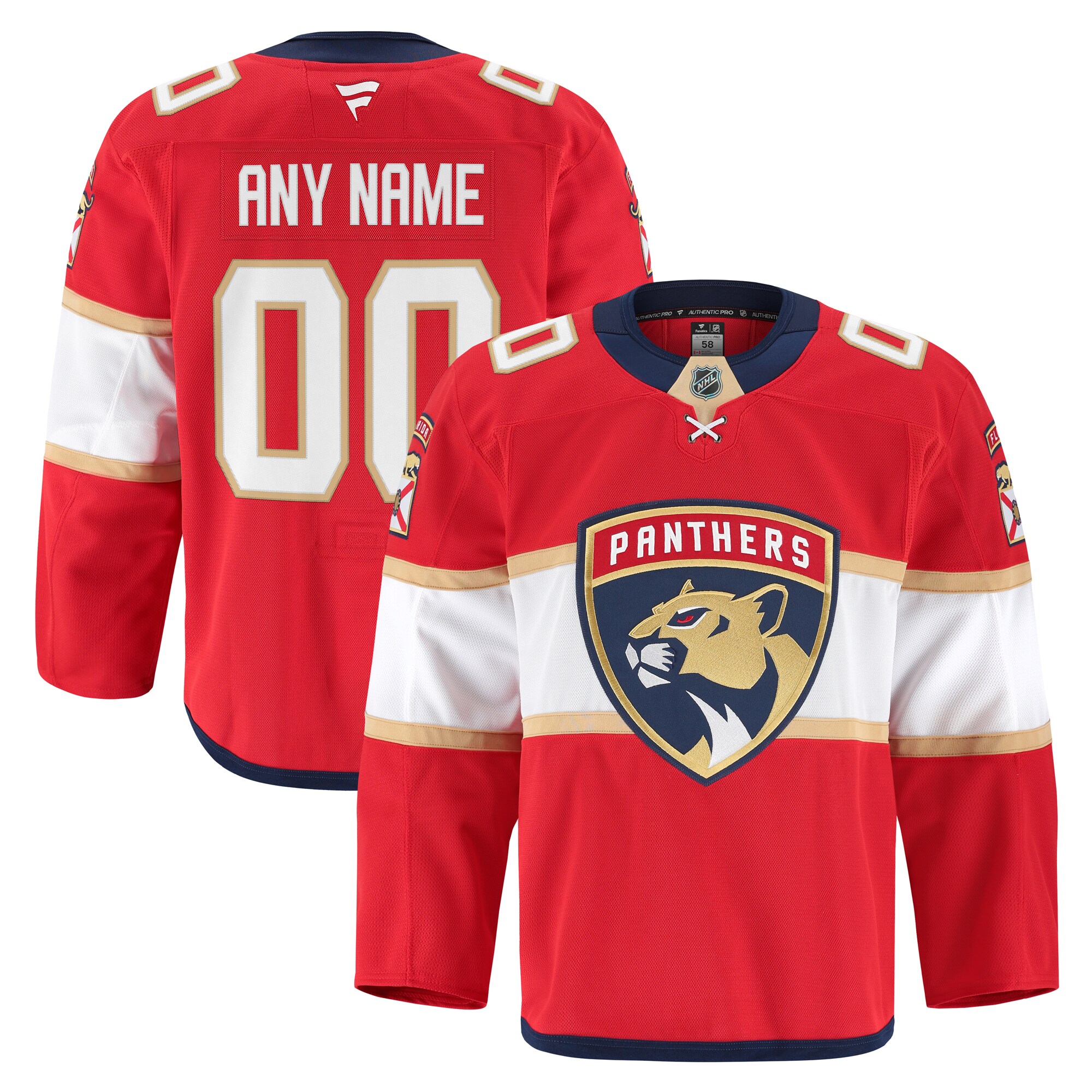 Men's Florida Panthers Red Home Pro Custom Jersey - JS187 