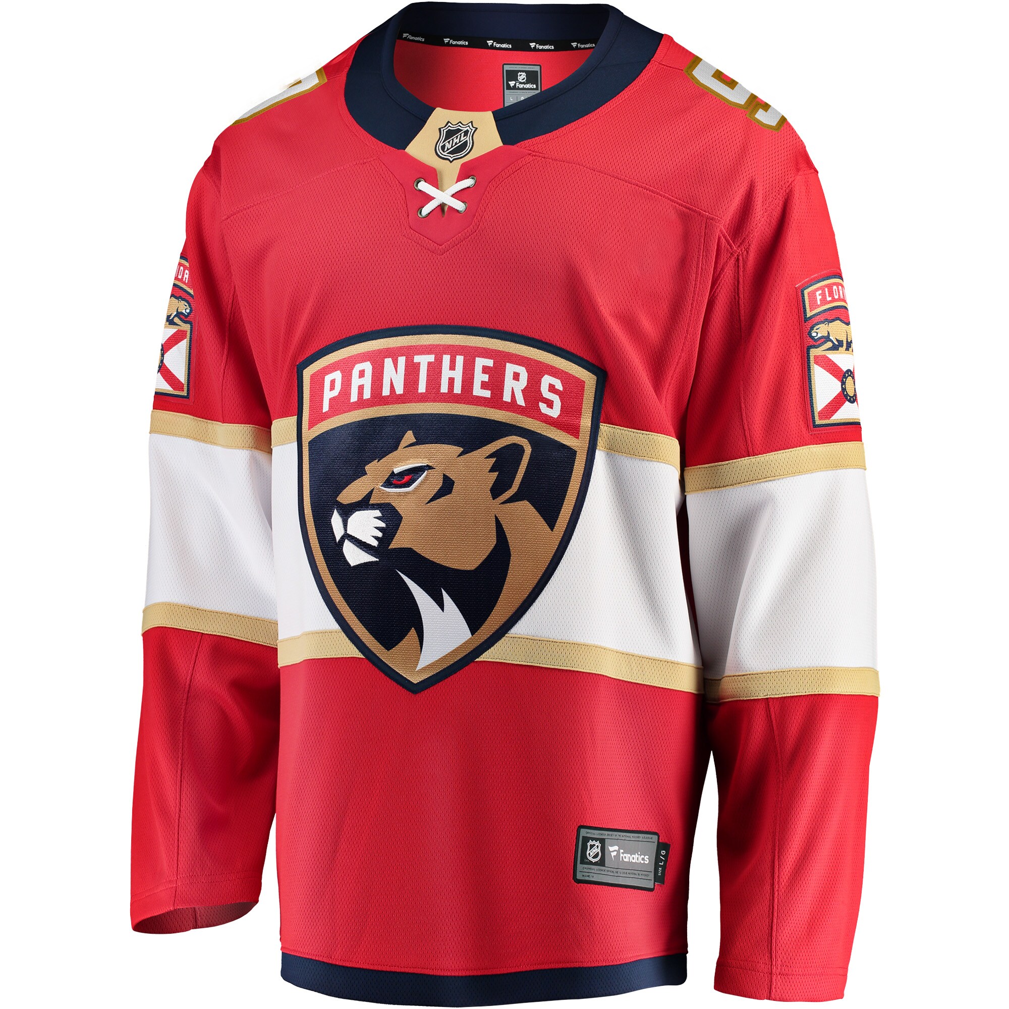 Alternative view of Men's Florida Panthers Sam Bennett Red Home Breakaway Jersey - JS268 
