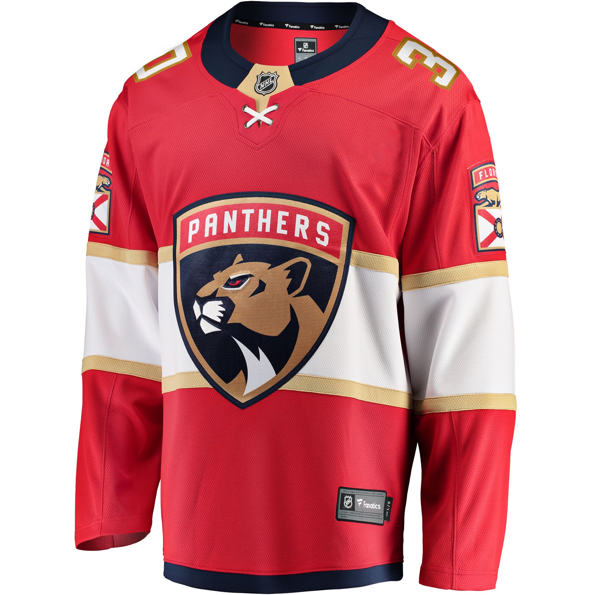 Alternative view of Men's Florida Panthers Spencer Knight Red Home Breakaway Jersey - JS328 