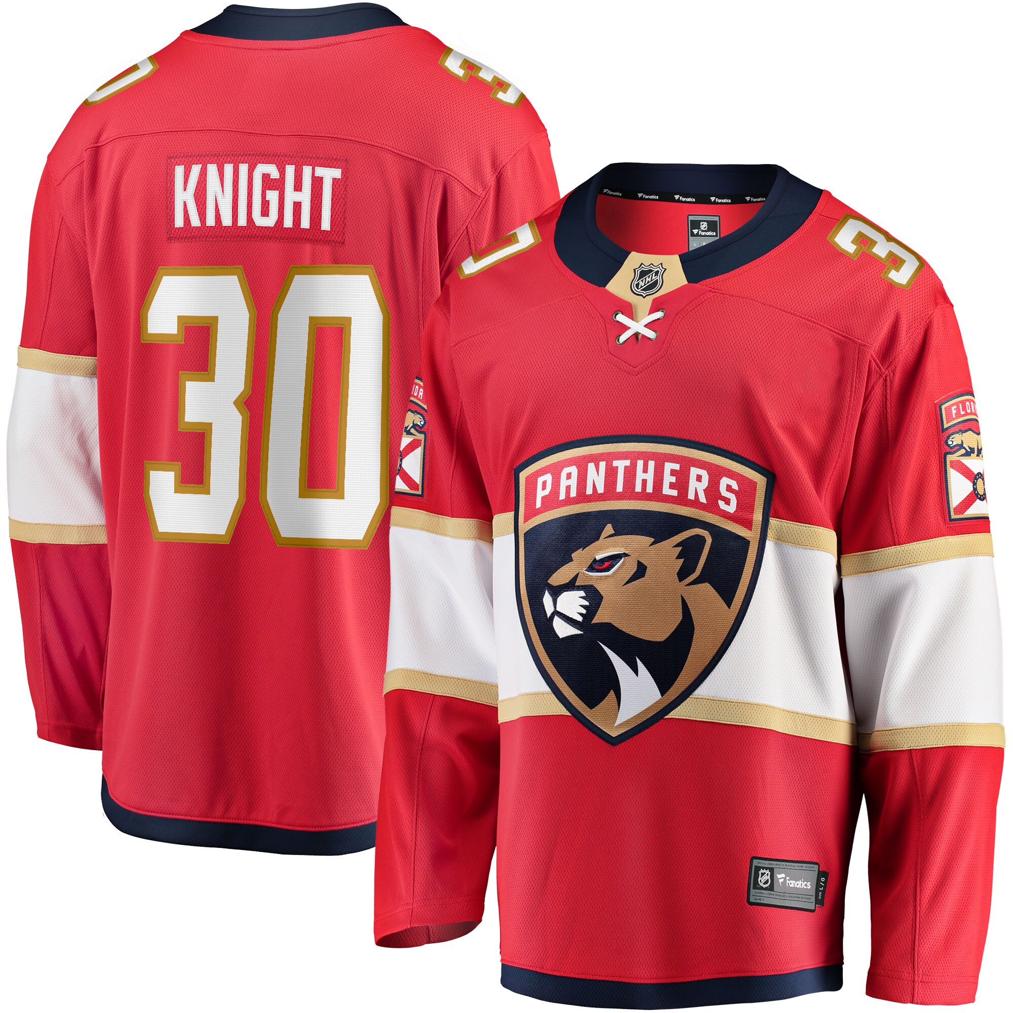 Men's Florida Panthers Spencer Knight Red Home Breakaway Jersey - JS328 