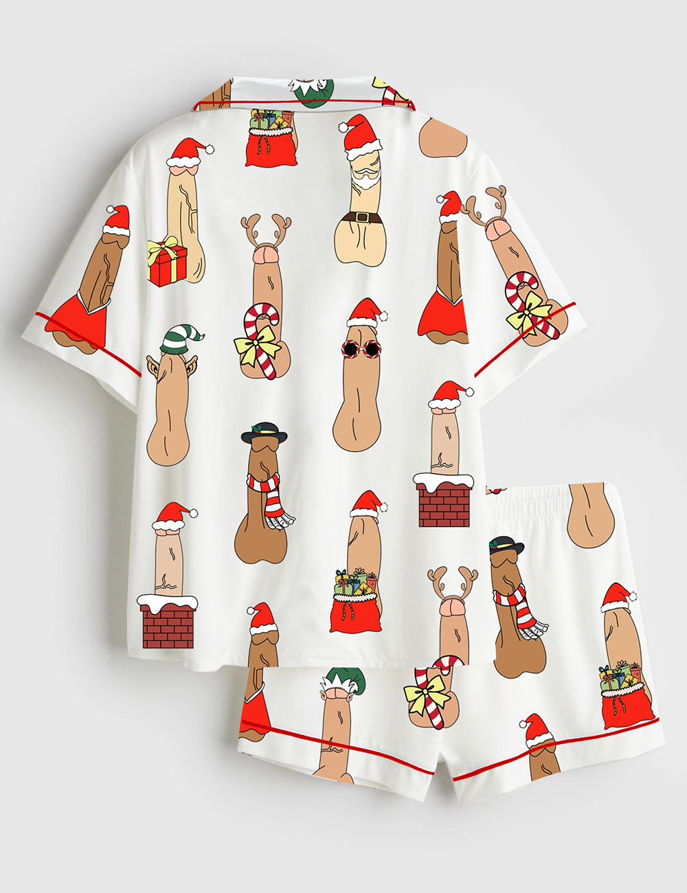 Alternative view of Men's Funny Christmas Vibes Inappropriate Peni Balls Short Sleeve Satin Pajama Set