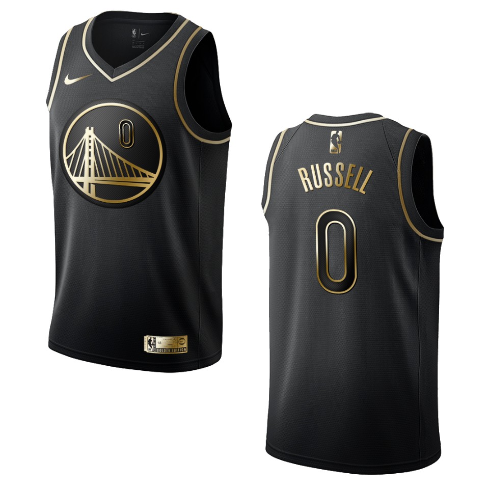 Men’s Golden State Warriors #0 D’angelo Russell Golden Edition Jersey – Black