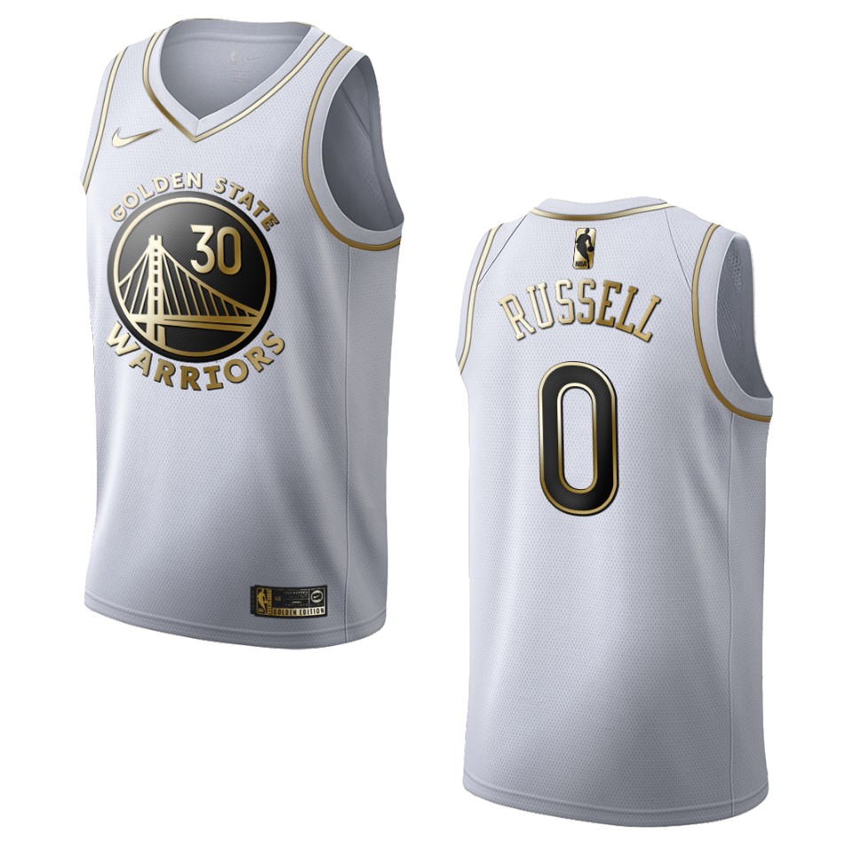 Men’s Golden State Warriors #0 D’angelo Russell Golden Edition Jersey – White