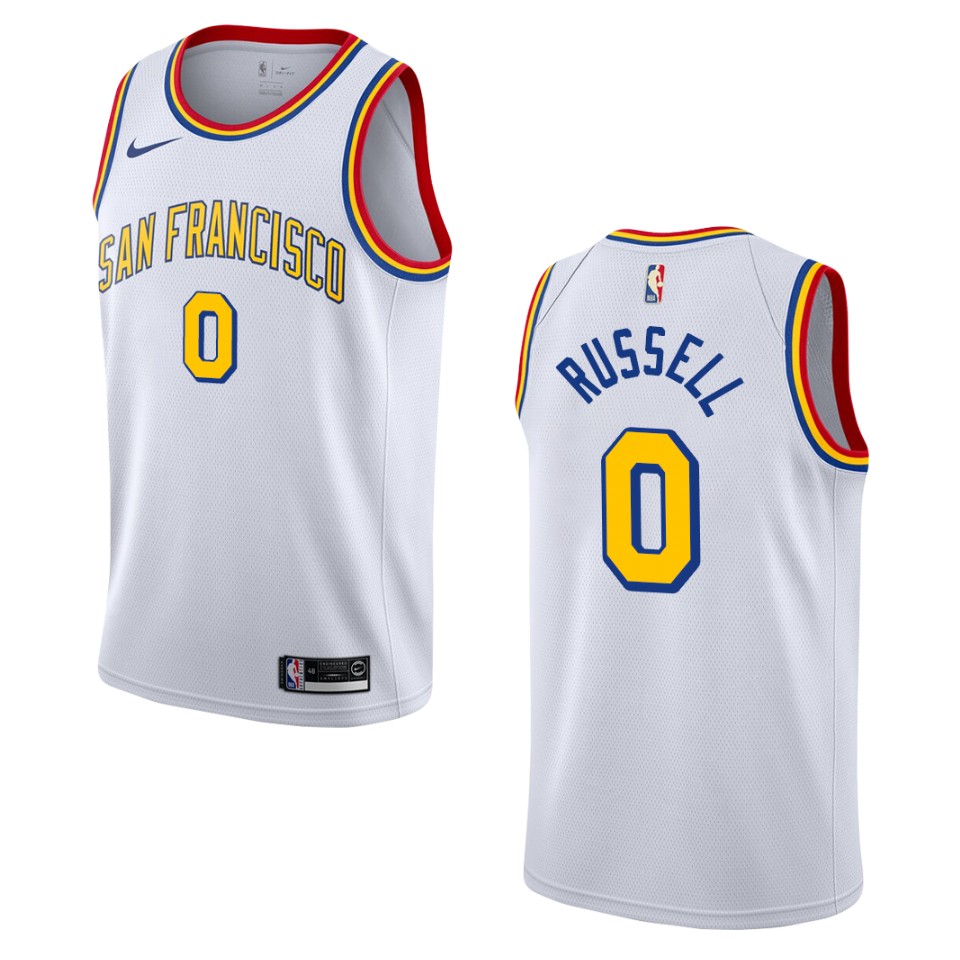 Men's Golden State Warriors #0 D'angelo Russell Hardwood Classics Swingman Jersey - White