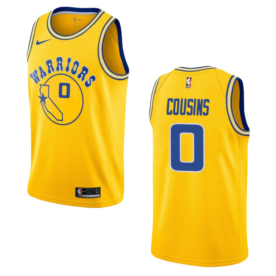 Men's Golden State Warriors #0 Demarcus Cousins Hardwood Classics Swingman Jersey - Gold
