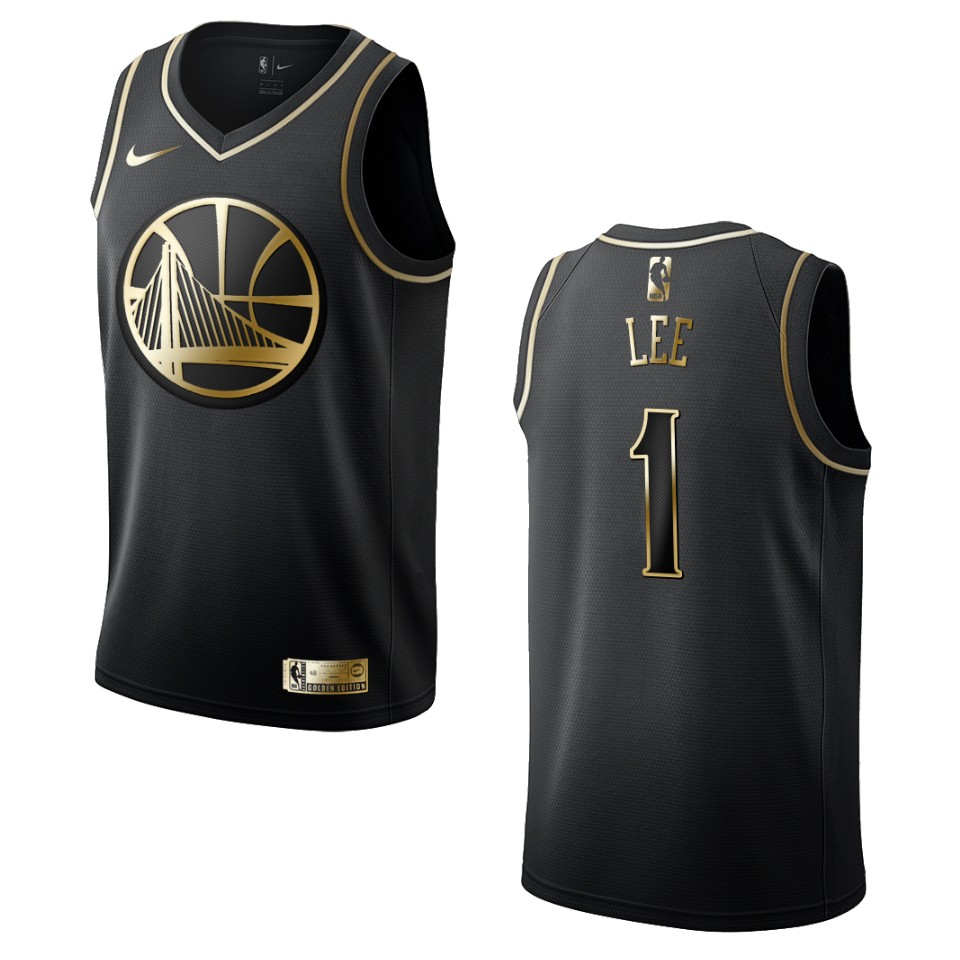 Men’s Golden State Warriors #1 Damion Lee Golden Edition Jersey – Black