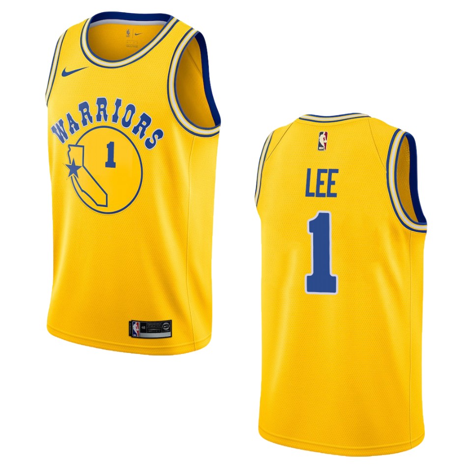 Men's Golden State Warriors #1 Damion Lee Hardwood Classics Swingman Jersey - Gold