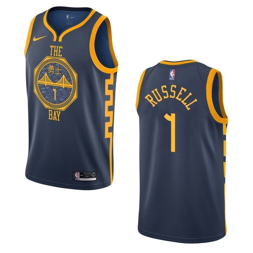 Men's Golden State Warriors 1 D'angelo Russell City Swingman Jersey - Navy - JS924 