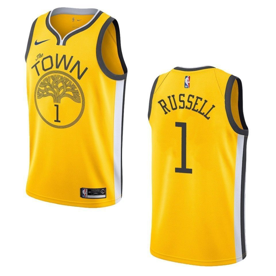 Men's Golden State Warriors 1 D'angelo Russell Earned Swingman Jersey - Yellow - JS811 