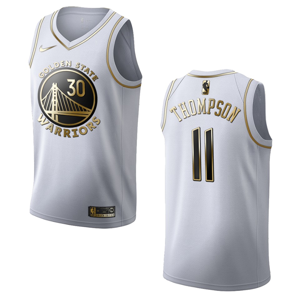 Men’s Golden State Warriors #11 Klay Thompson Golden Edition Jersey – White
