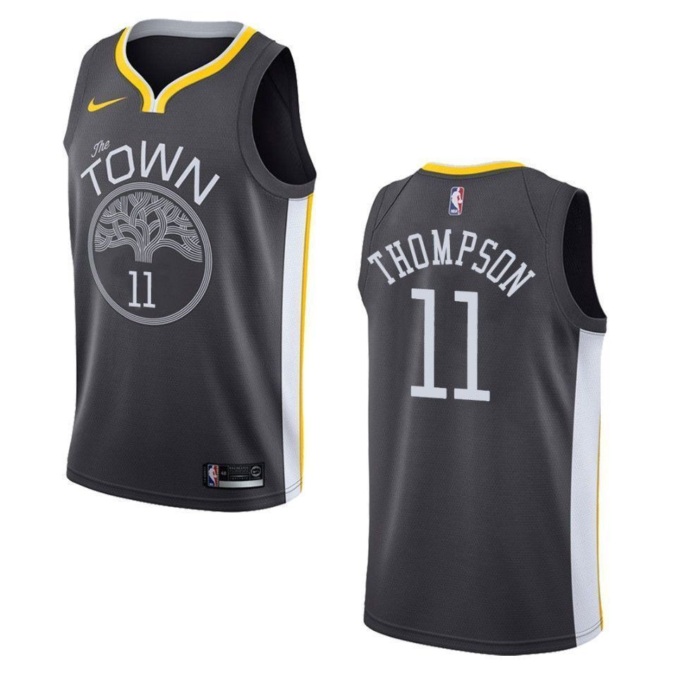 Men's Golden State Warriors 11 Klay Thompson Statement Swingman Jersey - Black - JS408 