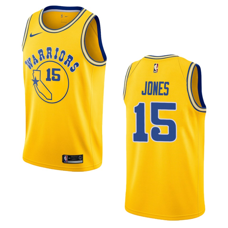 Men's Golden State Warriors #15 Damian Jones Hardwood Classics Swingman Jersey - Gold